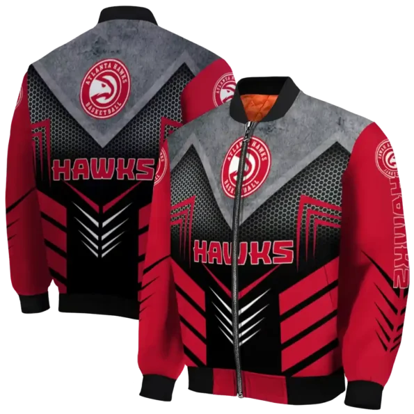 atlanta hawks arrow layer red black bomber jacket fashion forward
