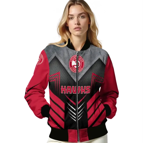 atlanta hawks arrow layer red black bomber jacket latest model
