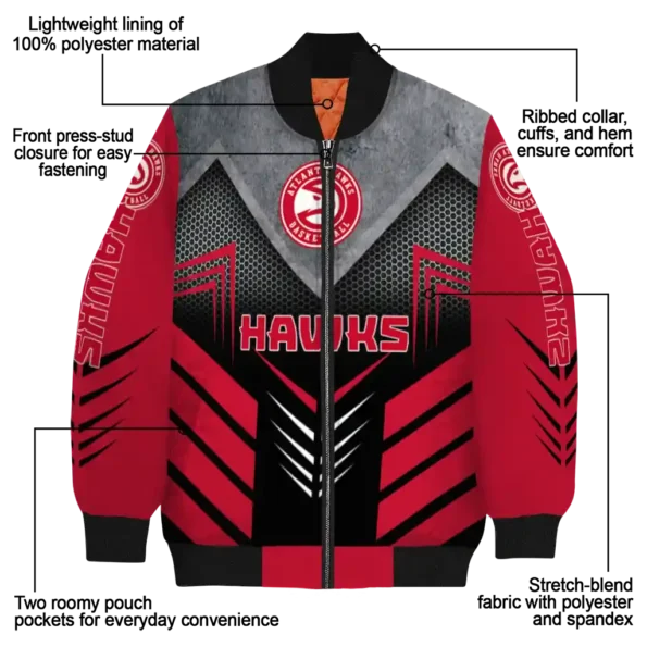 atlanta hawks arrow layer red black bomber jacket new arrival
