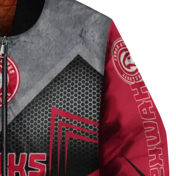 atlanta hawks arrow layer red black bomber jacket premium grade