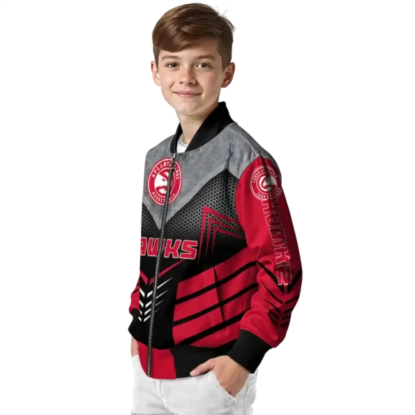 atlanta hawks arrow layer red black bomber jacket trendy