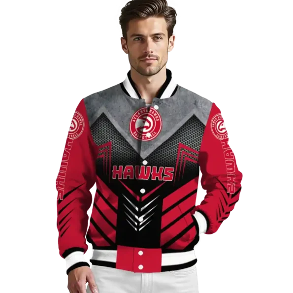 atlanta hawks arrow layer red black varsity jacket high quality.webp