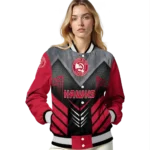 atlanta hawks arrow layer red black varsity jacket best selling.webp