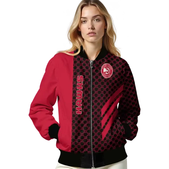 atlanta hawks triple side stripes red black bomber jacket latest model