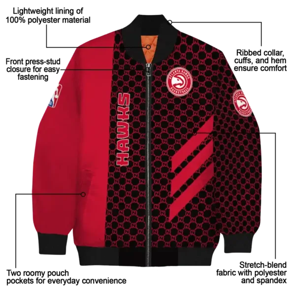 atlanta hawks triple side stripes red black bomber jacket new arrival