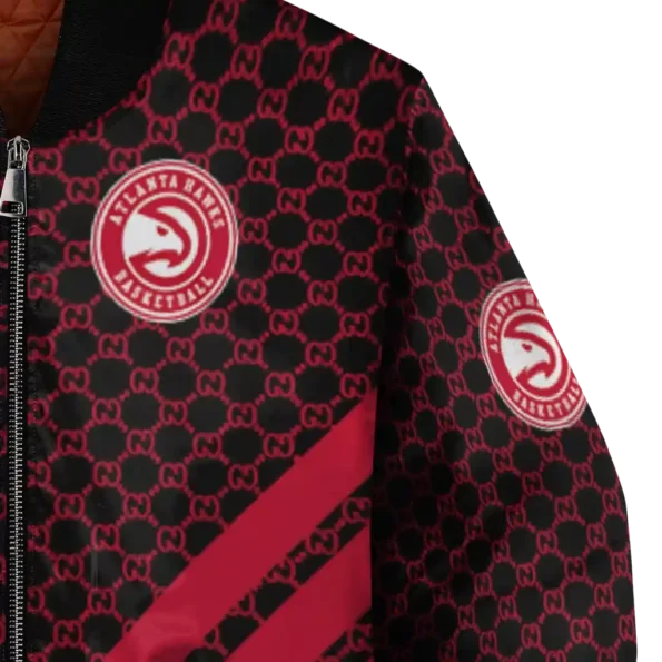 atlanta hawks triple side stripes red black bomber jacket premium grade