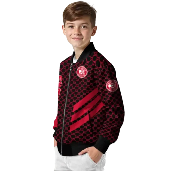 atlanta hawks triple side stripes red black bomber jacket trendy