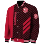 atlanta hawks triple side stripes red black varsity jacket best selling.webp