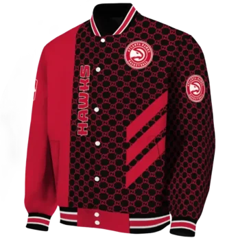 atlanta hawks triple side stripes red black varsity jacket best selling.webp