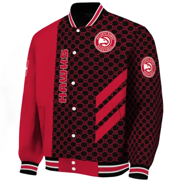 atlanta hawks triple side stripes red black varsity jacket best selling.webp