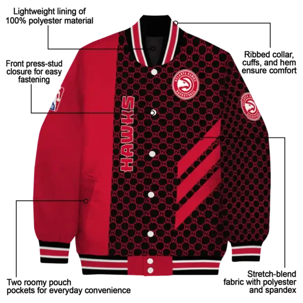 atlanta hawks triple side stripes red black varsity jacket new arrival.webp