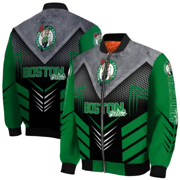 boston celtics arrow layer green black bomber jacket fashion forward