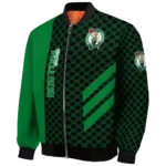 boston celtics triple side stripes green black bomber jacket best selling