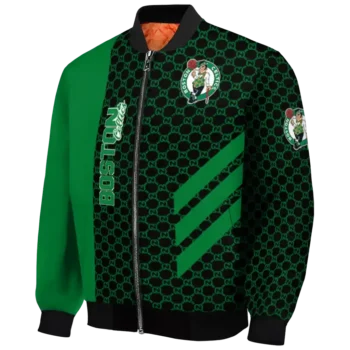 boston celtics triple side stripes green black bomber jacket best selling