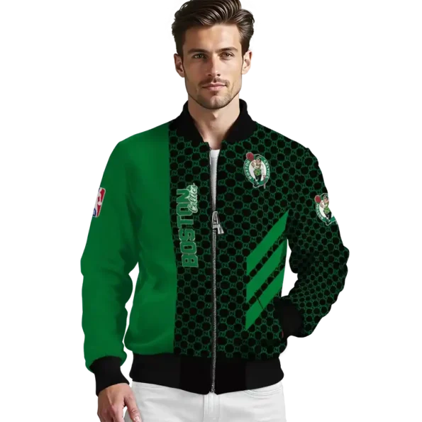 boston celtics triple side stripes green black bomber jacket high quality