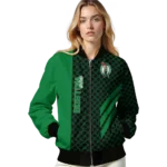 boston celtics triple side stripes green black bomber jacket best selling