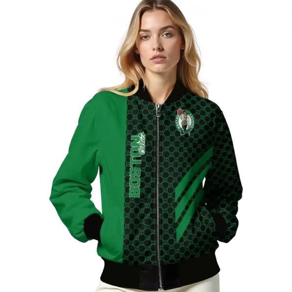 boston celtics triple side stripes green black bomber jacket latest model