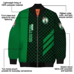 boston celtics triple side stripes green black bomber jacket best selling