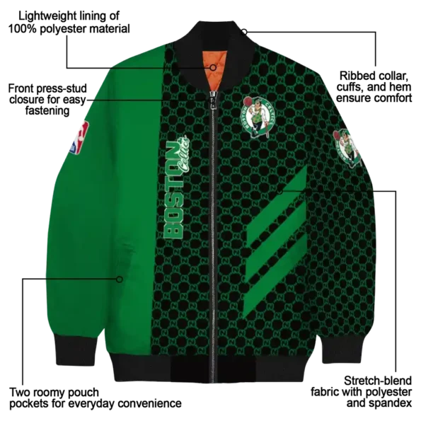 boston celtics triple side stripes green black bomber jacket new arrival