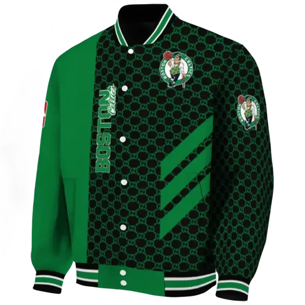 boston celtics triple side stripes green black varsity jacket best selling.webp