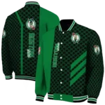boston celtics triple side stripes green black varsity jacket best selling.webp