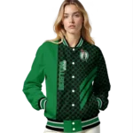 boston celtics triple side stripes green black varsity jacket best selling.webp