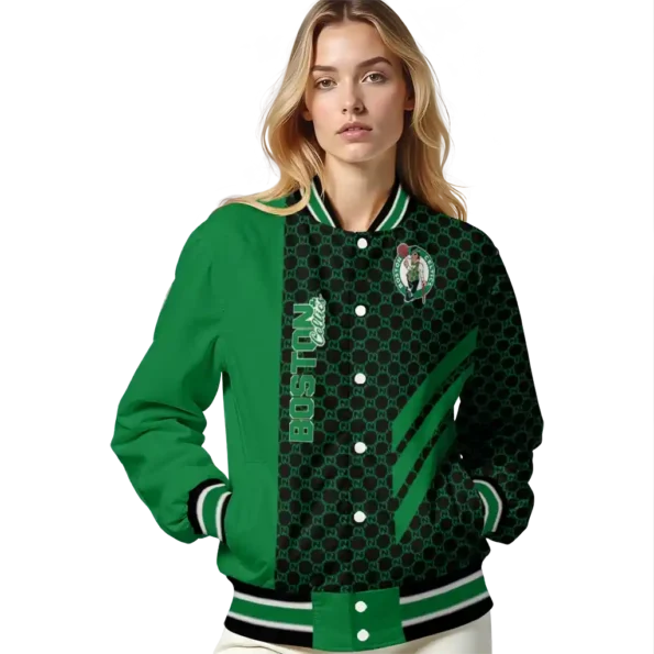 boston celtics triple side stripes green black varsity jacket latest model.webp
