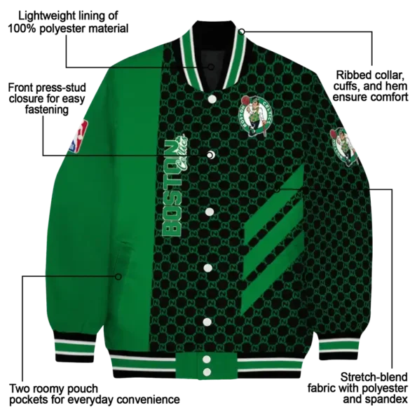 boston celtics triple side stripes green black varsity jacket new arrival.webp