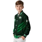 boston celtics triple side stripes green black varsity jacket best selling.webp