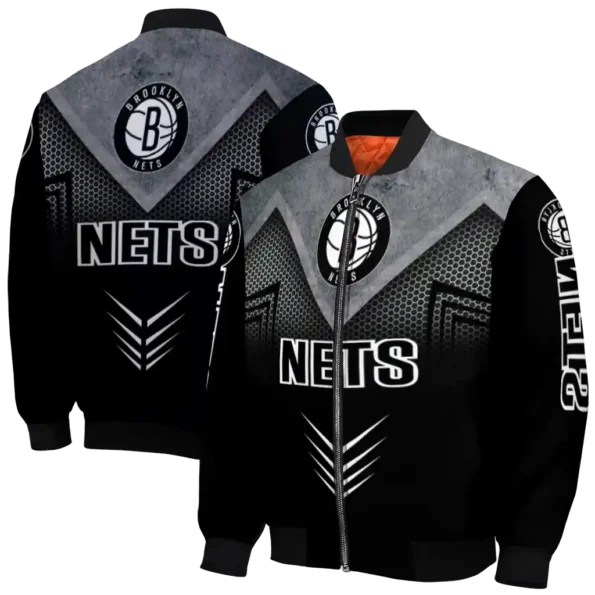 brooklyn nets arrow layer black bomber jacket fashion forward