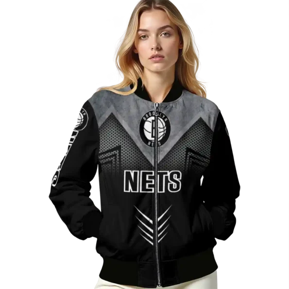 brooklyn nets arrow layer black bomber jacket latest model