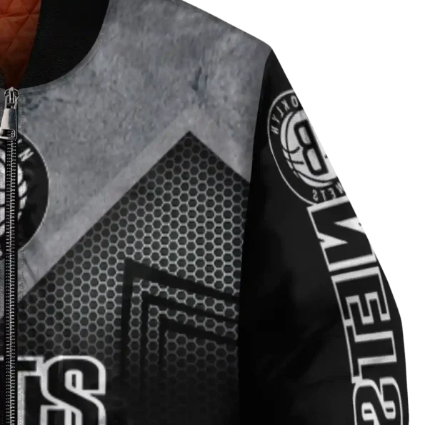 brooklyn nets arrow layer black bomber jacket premium grade