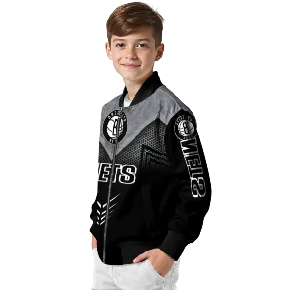 brooklyn nets arrow layer black bomber jacket trendy