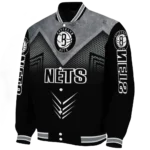 brooklyn nets arrow layer black varsity jacket best selling.webp