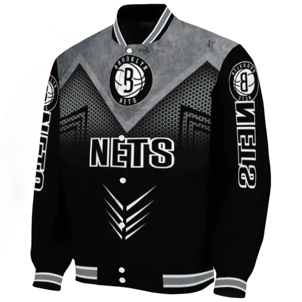 brooklyn nets arrow layer black varsity jacket best selling.webp