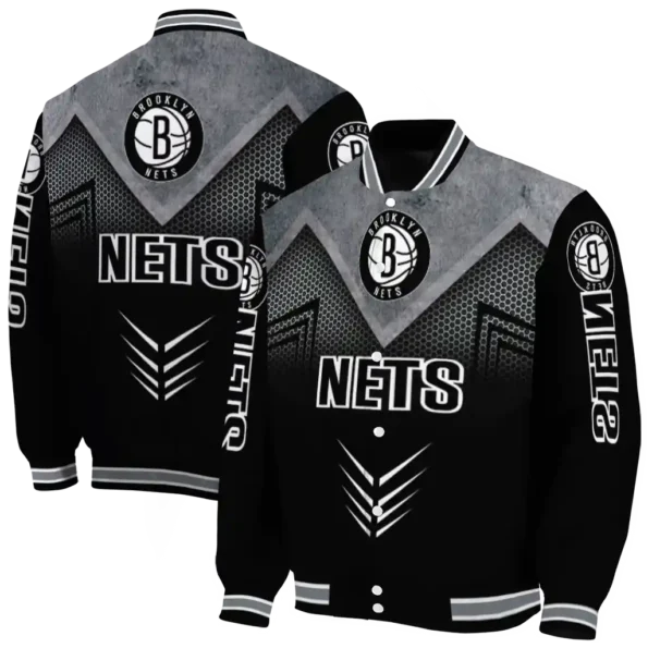 brooklyn nets arrow layer black varsity jacket fashion forward.webp