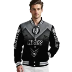 brooklyn nets arrow layer black varsity jacket best selling.webp
