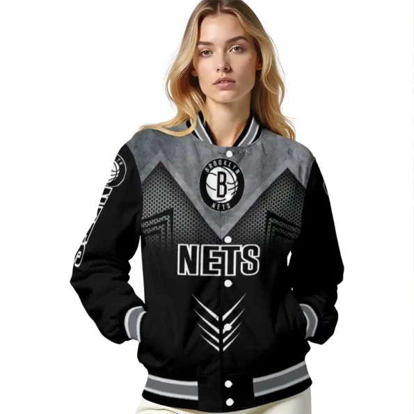 brooklyn nets arrow layer black varsity jacket latest model.webp