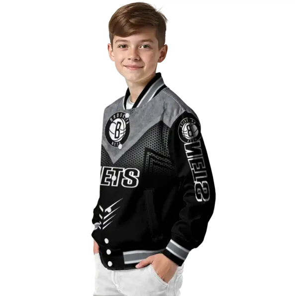 brooklyn nets arrow layer black varsity jacket trendy.webp