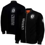 brooklyn nets triple side stripes black bomber jacket best selling