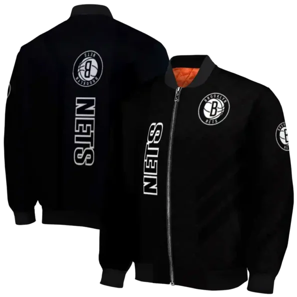 brooklyn nets triple side stripes black bomber jacket fashion forward