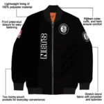 brooklyn nets triple side stripes black bomber jacket best selling