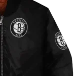 brooklyn nets triple side stripes black bomber jacket best selling