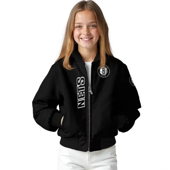 brooklyn nets triple side stripes black bomber jacket top rated