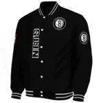 brooklyn nets triple side stripes black varsity jacket best selling.webp