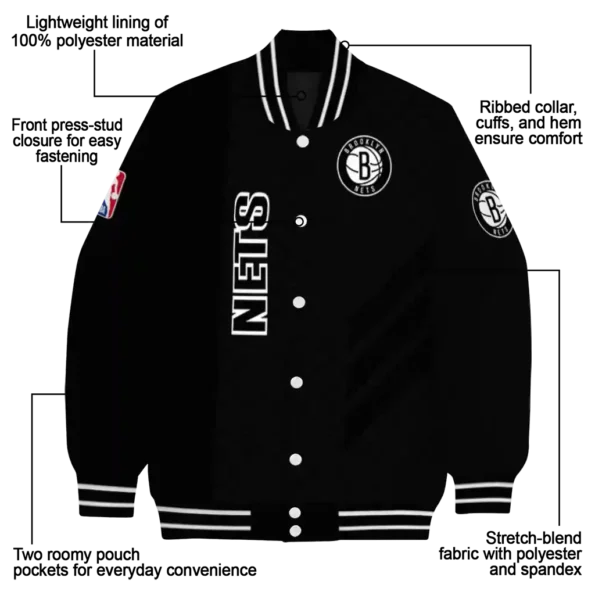 brooklyn nets triple side stripes black varsity jacket new arrival.webp