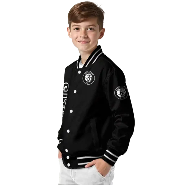 brooklyn nets triple side stripes black varsity jacket trendy.webp