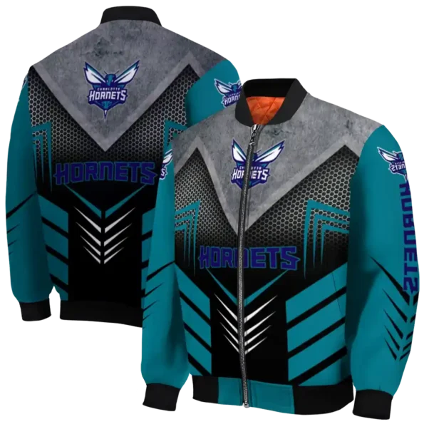 charlotte hornets arrow layer teal black bomber jacket fashion forward