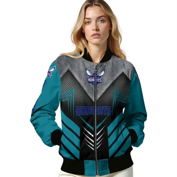 charlotte hornets arrow layer teal black bomber jacket latest model