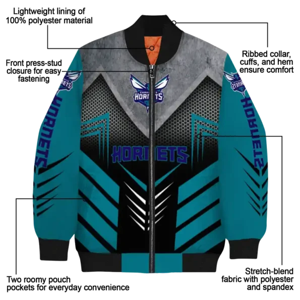 charlotte hornets arrow layer teal black bomber jacket new arrival